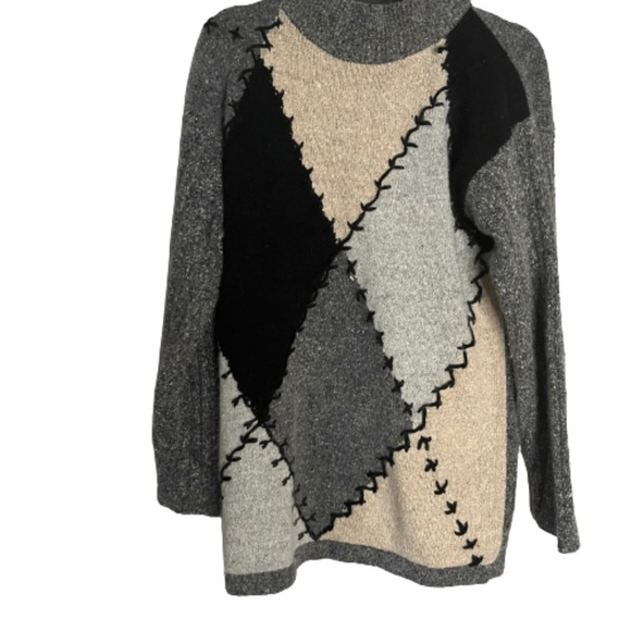 Vintage Stone Canyon Geometric Sweater Size S Small Rabbit Hair Lambswool FLAW. - Picture 1 of 5